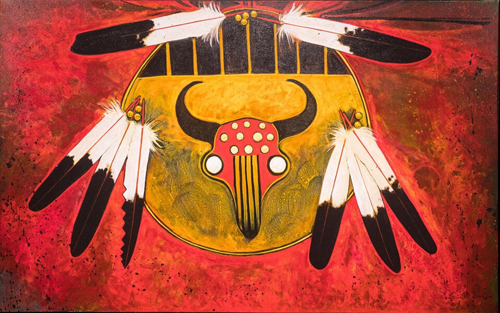 "Buffalo Gathering Shield," a painting by Kevin Red Star (Crow). To see more of Red Star's amazing work, go to kevinredstar.com 