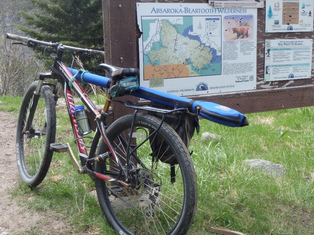 An angler who respects the special allure of wilderness leaves his mountain bike at the trailhead, as is required by law,  in order to protect the slow-speed special character of the Absaroka-Beartooth Wilderness. Photo courtesy Jesse Logan