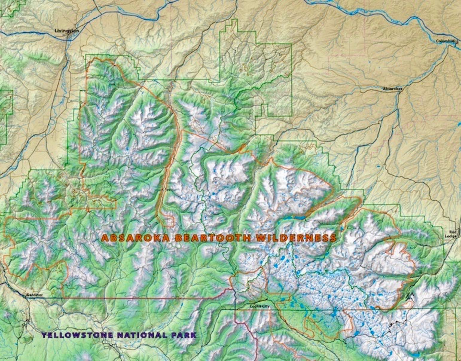 Map of Absaroka-Beartooth Wilderness is available through Beartooth Publishing (beartoothpublishing.com)