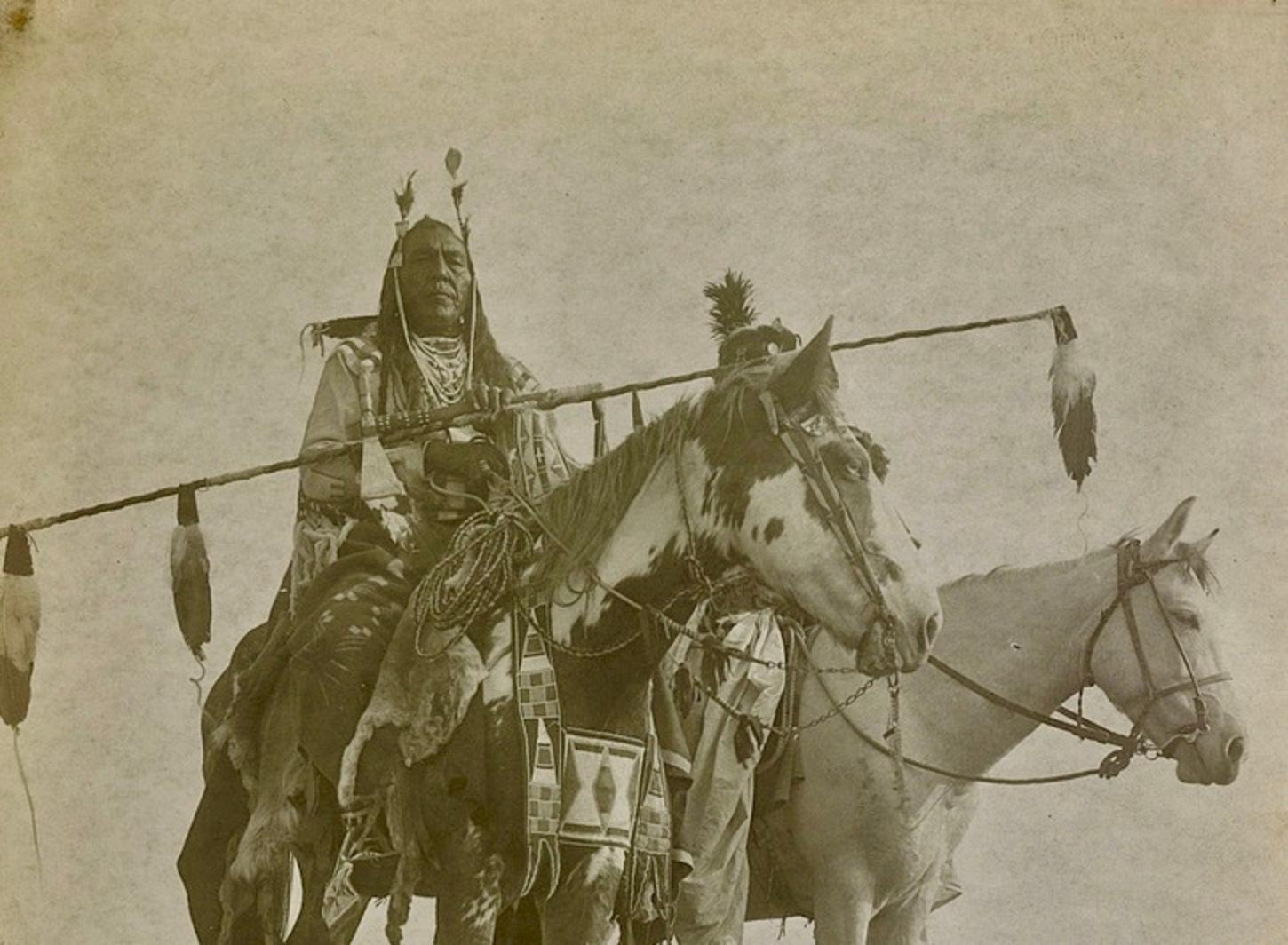 Group Of Native Americans Hunting Buffalo 1868 Stock Photo