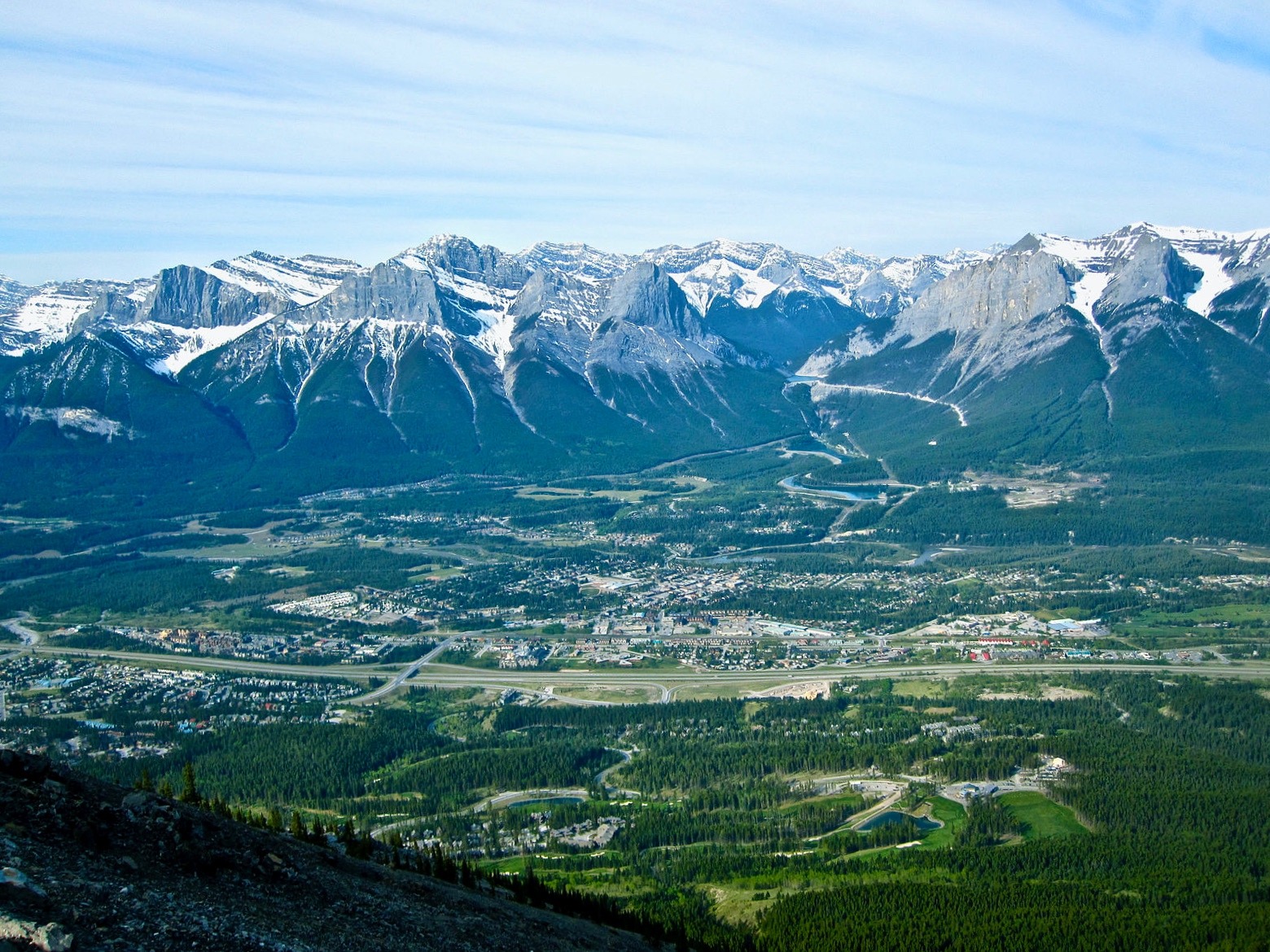 The landscape around Canmore, Alberta, gateway to Banff National Park, is a spaghetti maze of human development built literally upon the places where iconic wildlife migrates. This bustling town could easily be Bozeman, Big Sky or Jackson, Wyo. Photo courtesy Wikipedia Creative License 3.0
