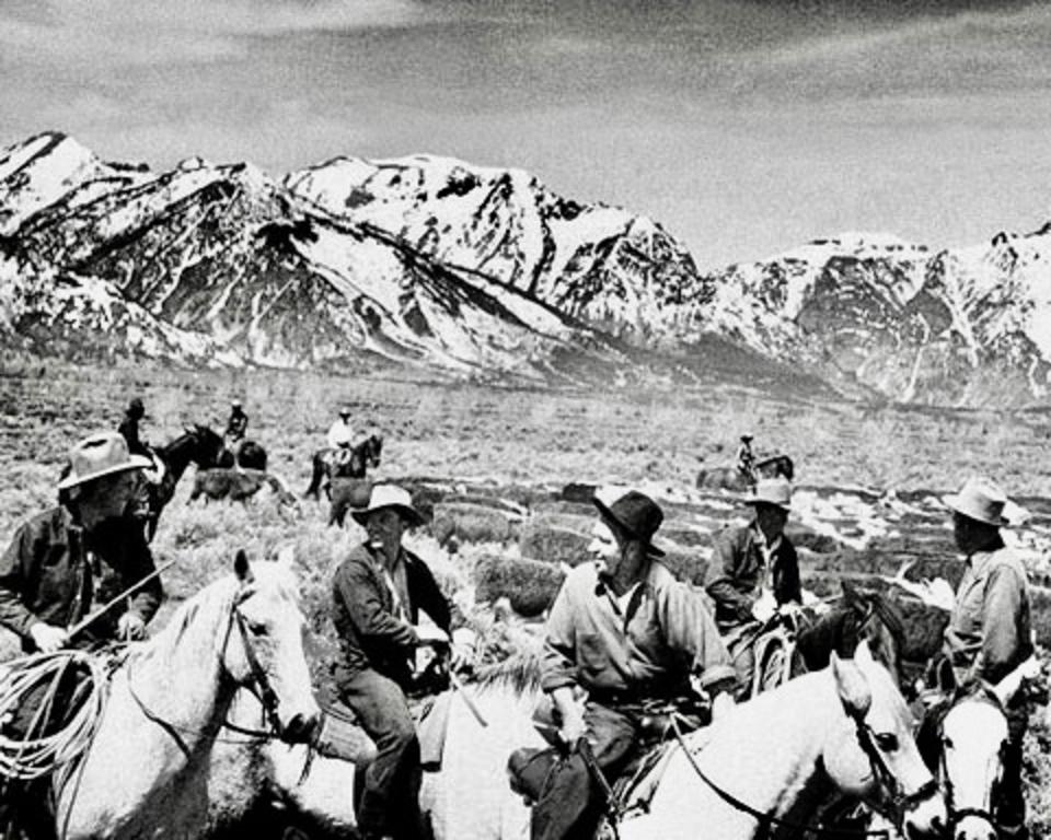 In 1943, Cliff Hansen was joined by Hollywood actor Wallace Beery in staging a revolt against the Jackson Hole Monument, forerunner to Grand Teton National Park. Their civil disobedience involved driving a herd a cattle through the preserve. Photo courtesy NPS