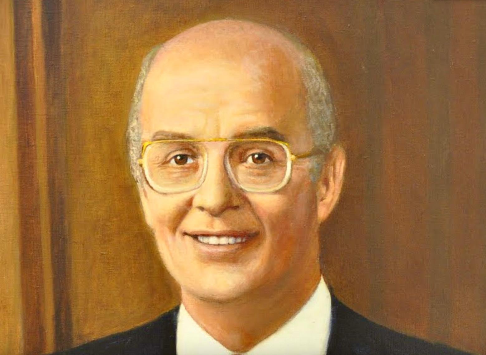 Official portrait of Interior Secretary James G. Watt painted by Irving Resnikoff. Image courtesy of US Department of the Interior Museum