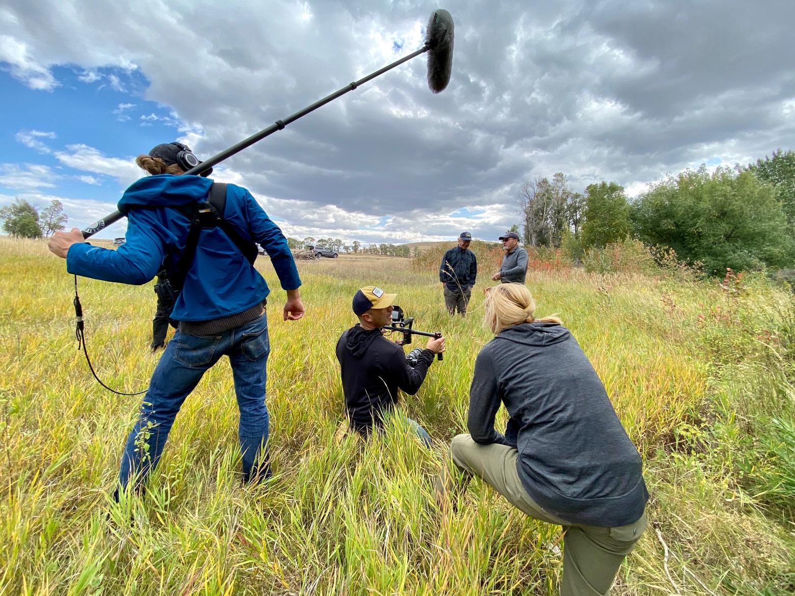 Orsted and film crew ready to interview Doug Peacock and Bozeman-based wildlife biologist Lance Craighead for the video about to go into mass release "The Beast of Our Time: Grizzly Bears and Climate Change." Photo courtesy Dan Sullivan/Save the Yellowstone Grizzly