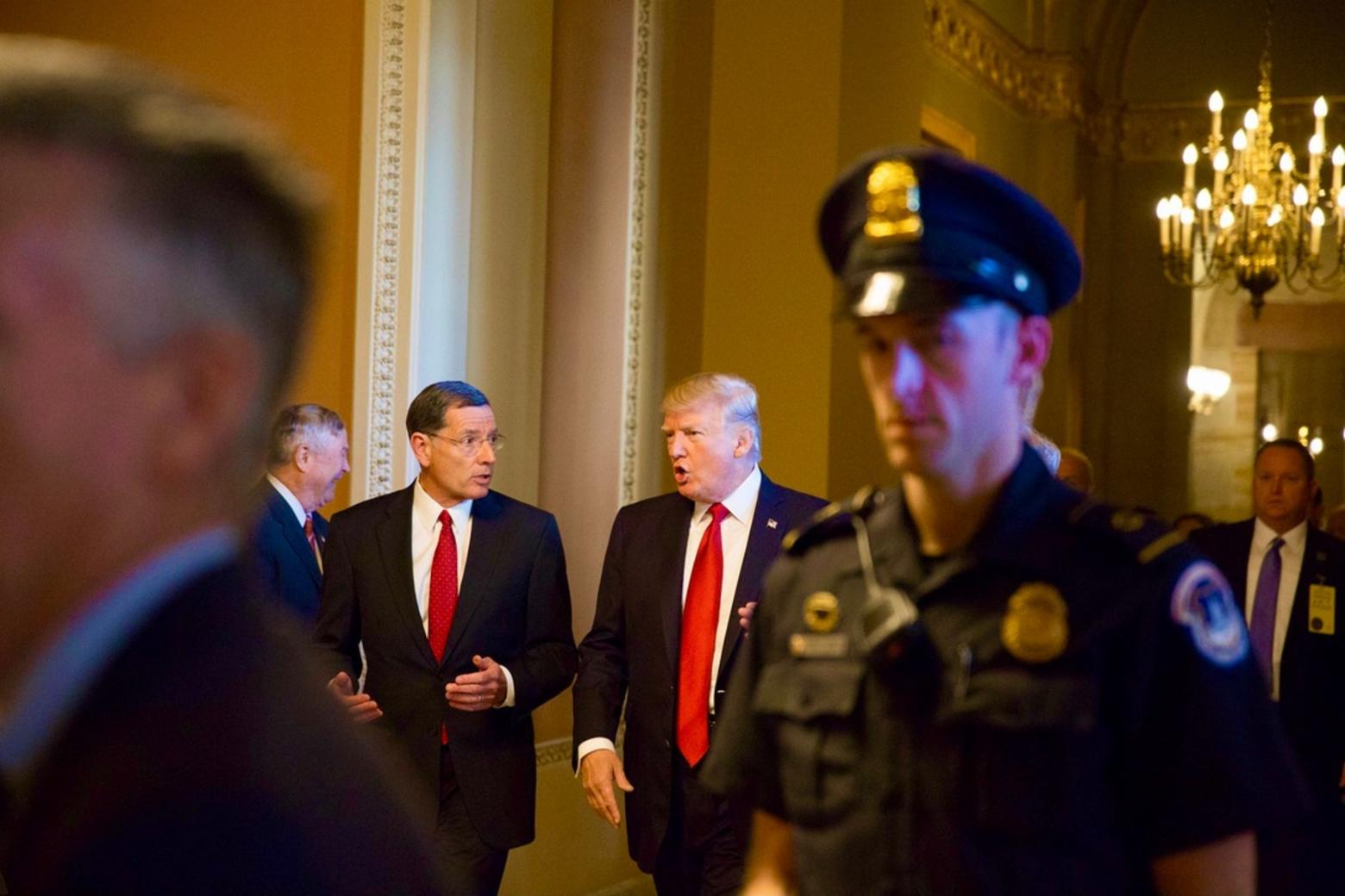 US Sen. John Barrasso of Wyoming and his friend, President Trump, take a stroll together on Capitol Hill.  Photo from Barrasso Senate Facebook page