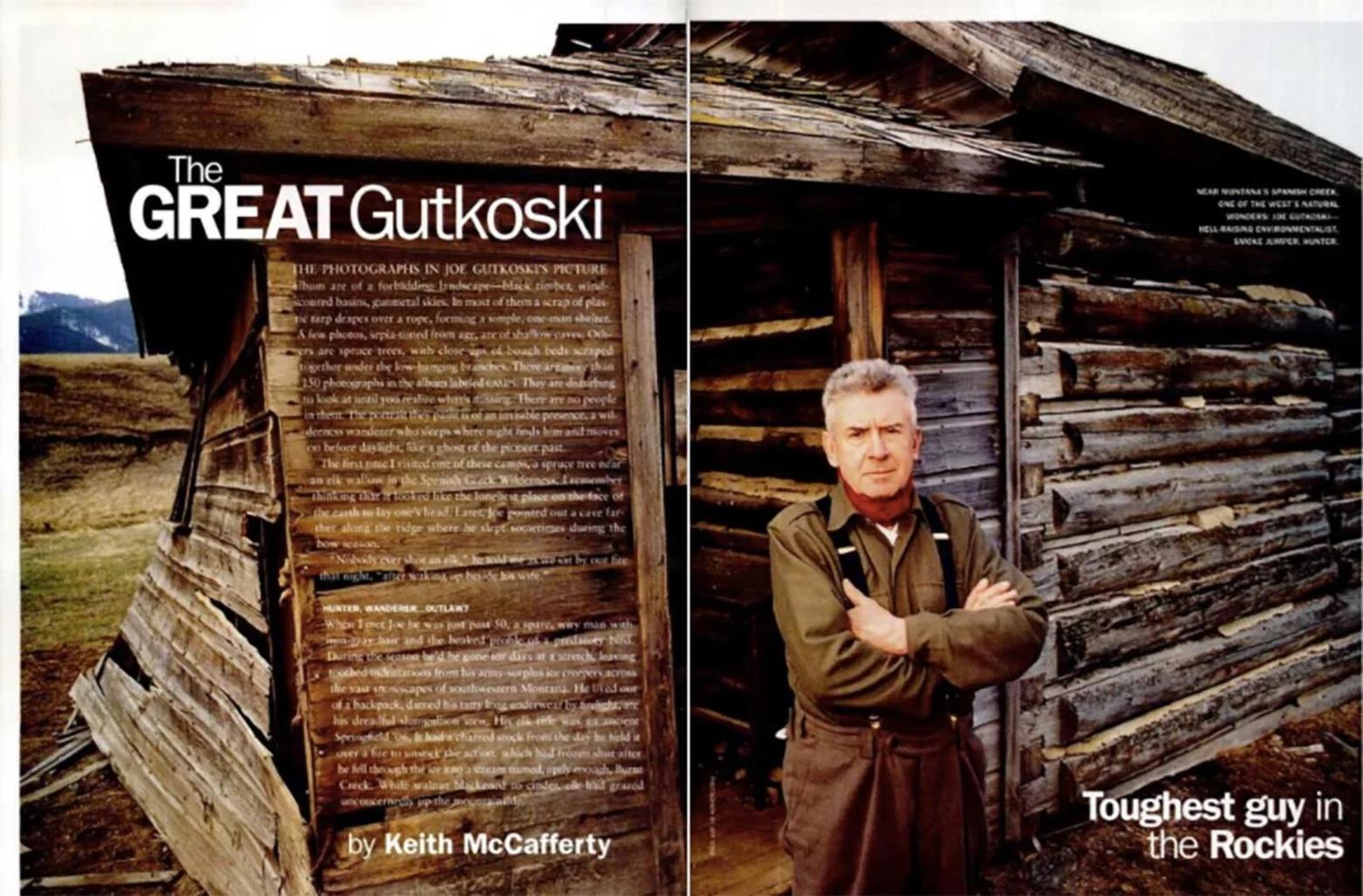 A screen shot of the double page spread featuring Joe Gutkoski that Keith McCafferty wrote for Field &amp; Stream magazine in September 2002. For several years after, even as he moved into his 80s, Gutkoski never slowed down in his study and advocacy of wild places.
