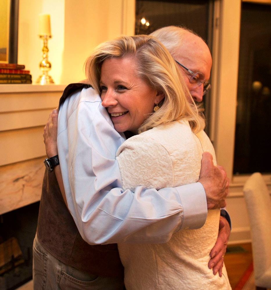 Liz Cheney gets a hug from her dad, Dick Cheney, on the day she won the Wyoming GOP primary in 2016 for the House seat she currently holds and which was once held by her dad.