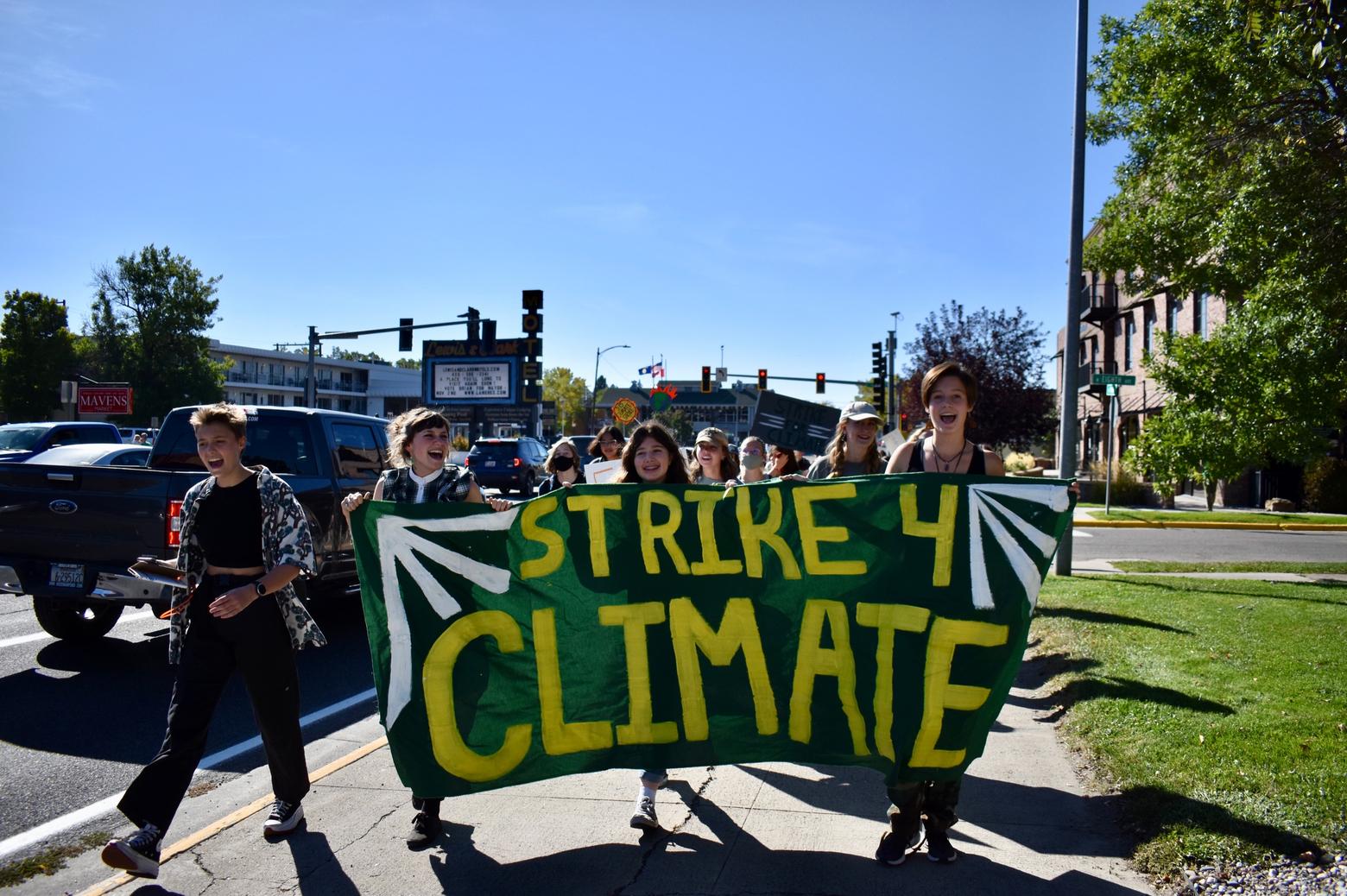 Climate change is going to negatively impact the lives of every single young person now in high school.  It takes guts to become engaged in issues, particularly in an age when grown adults discount the importance of science and accepting changing ways of thinking so that generations hence will have a better future. Lily Morse and some of her contemporaries at Bozeman High School are unafraid to stand up and be heard. Photo courtesy Lily Smith of HawkTalk