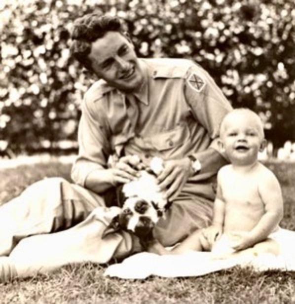 Ken Brower as a toddler with his later father, David Brower, home from serving with the 10th Mountain Division during World War II