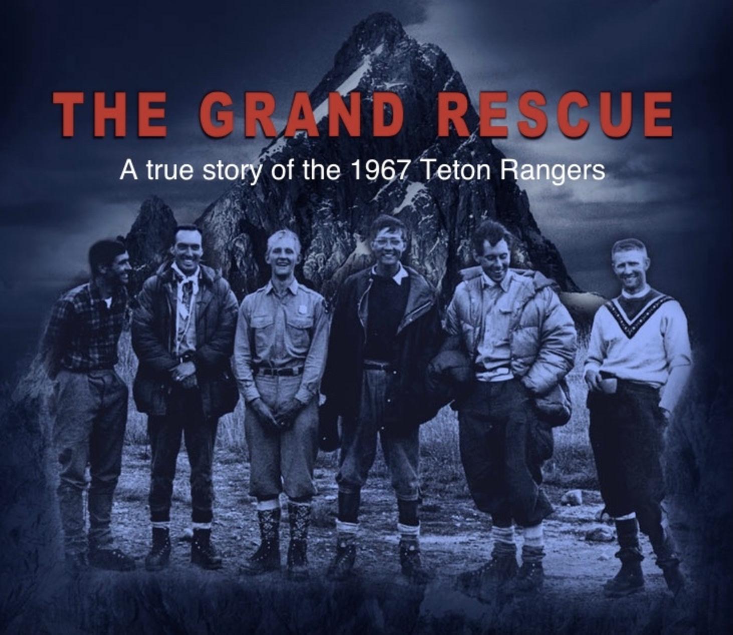 Above: the treacherous North Face of the Grand Teton, where climbers are constantly dealing with falling rock, was a perilous place for a three-day, two-night rescue. It is remembered in a film. Just above: Reese and five of his six legendary climbing amigos—not pictured is Leigh Ortenburger who took the photo. Photo of North Face of Grand Teton courtesy National Park Service