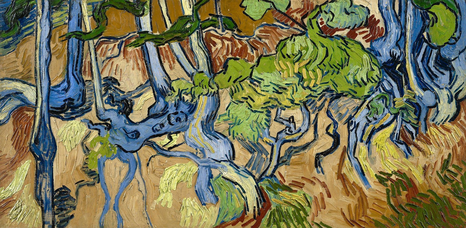 Tree Roots and Trunks, a painting by Vincent van Gogh (1890), artwork in the public domain and creative commons license through Wikipedia