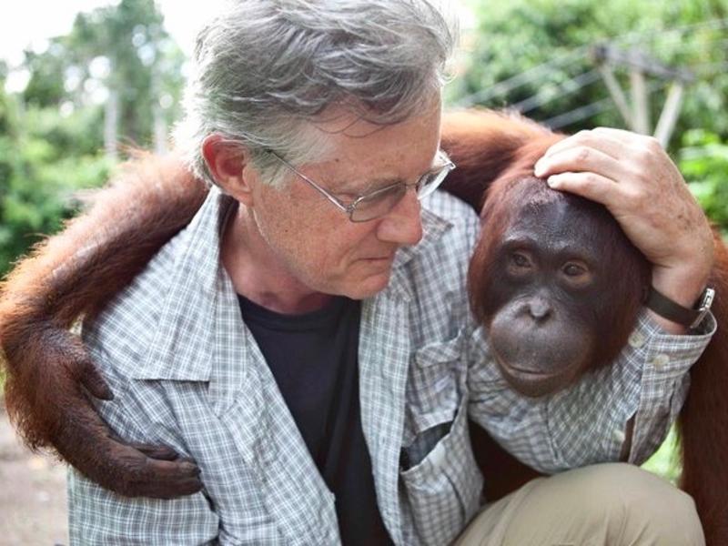 William deBuys and a primate friend he met in Asia