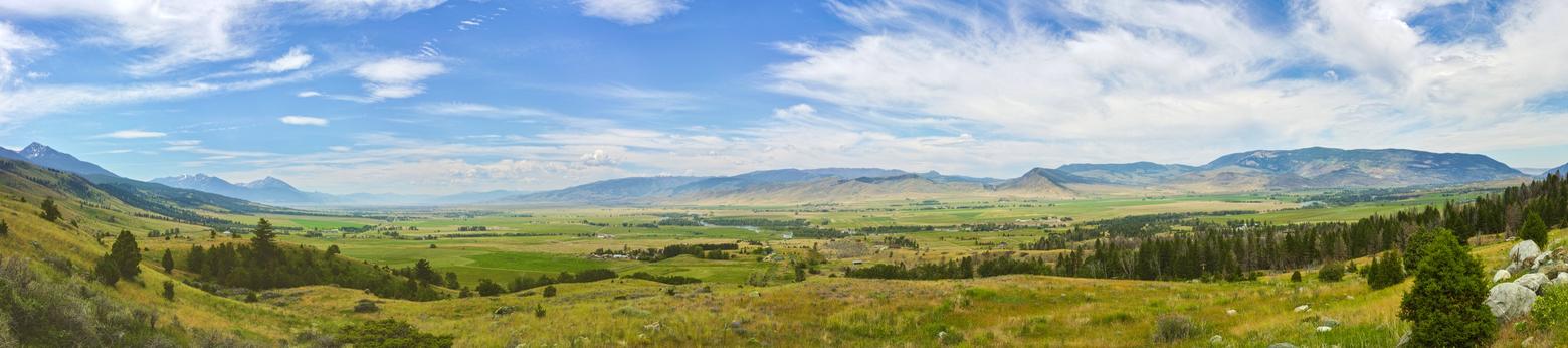 Paradise Valley, Montana, located along the Yellowstone River between Yellowstone National Park to the south and the town of Livingston, Montana to the north, is a crossroads for wildlife moving between both Yellowstone and the adjacent Custer Gallatin National Forest. which rims the valley. The scene in this photo is deceiving for it gives the impression that the open space will be there forever. However, invisible are the thousands of private property lots that have been subdivided. Even if not all of them are developed, those that do, along with structures and driveways, lawns, fences, yard lights and dogs will bring major disruption to wildlife that moves to and fro from the national forest. The Greater Yellowstone Coordinating Committee does not weigh in significantly on private land issues even though it is exists to advance ecosystem health. Its reluctance to be vocal, critics say, is a major problem and a disservice to the public lands it is supposed to be protecting. Photo licensed through Shutterstock/PTZ Pictures