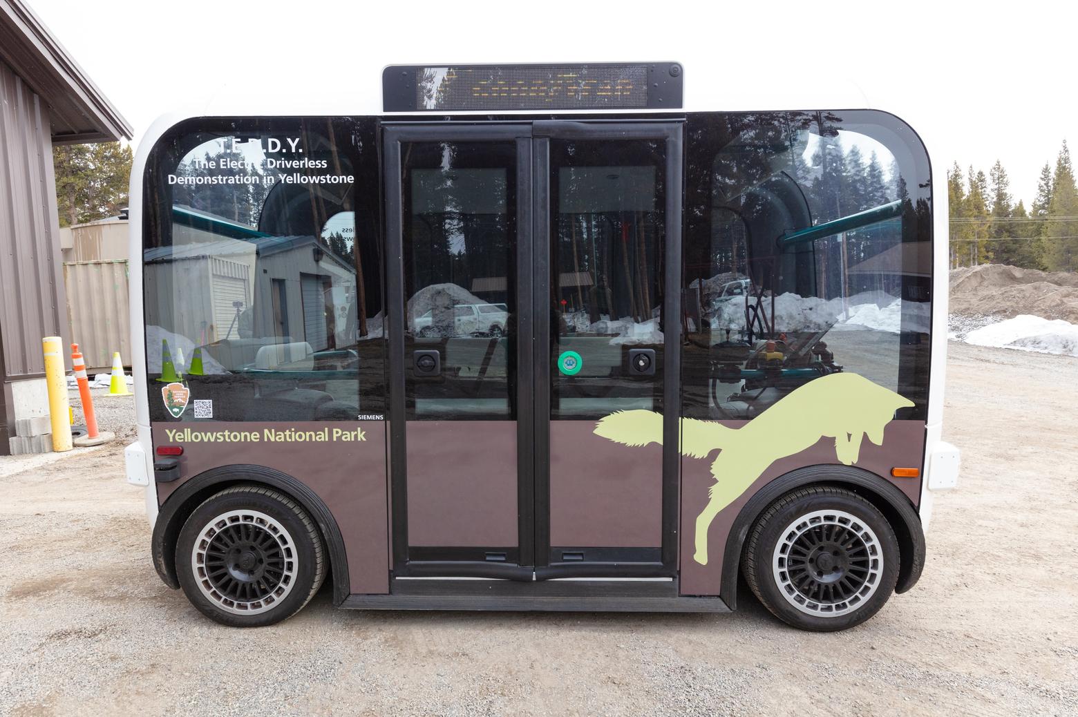 Meet T.E.D.D.Y., a driverless shuttle that will ferry you from Canyon Village to the edge of the Grand Canyon of the Yellowstone. The acronym stands for "The Electric Driverless Demonstration in Yellowstone" and is one of the experiments happening with alternative transportation to address crowds and separating visitors from individual vehicles. Could a bus system make a difference? But where would all the people driving to Yellowstone park? Photo courtesy Jacob W. Frank/NPS