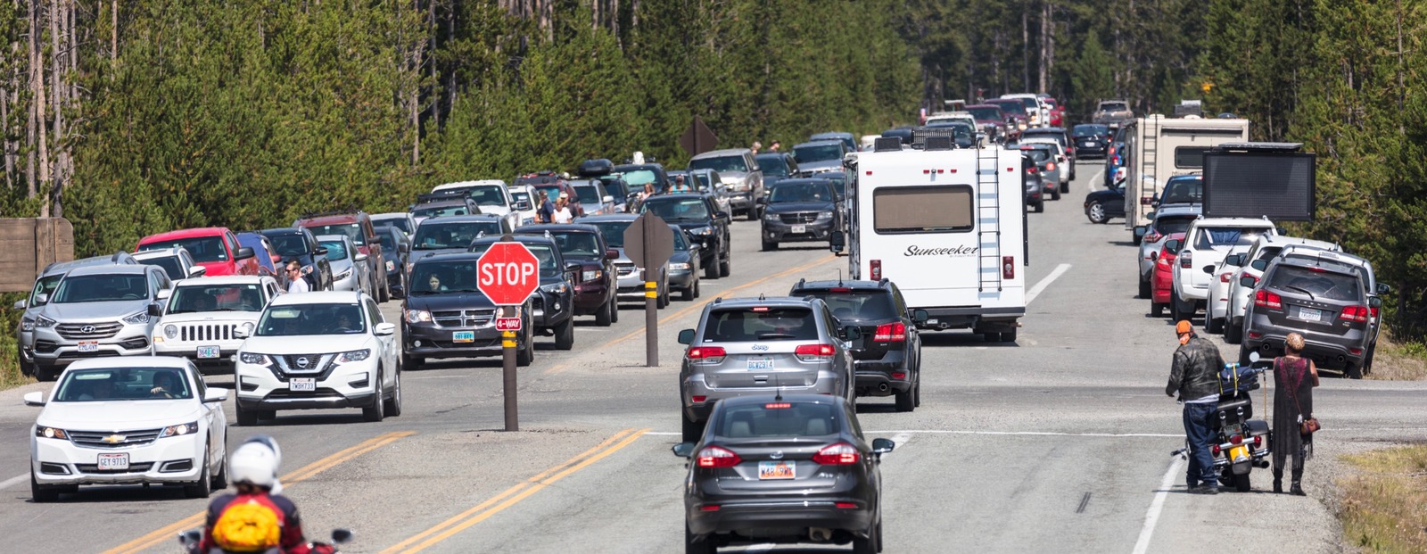 Yellowstone Superintendent Cam Sholly who inherited a visitation problem when he arrived in 2017 says "we are not going to develop our way out of the problem." Photo of traffic at Norris Junction in Yellowstone. Photo courtesy Jacob W. Frank/NPS