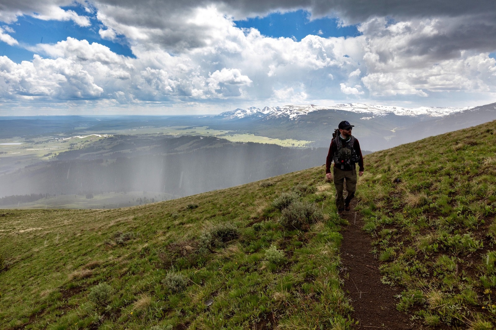 A hiker in the Yellowstone backcountry. Photo by Jacob W. Frank/NPS
