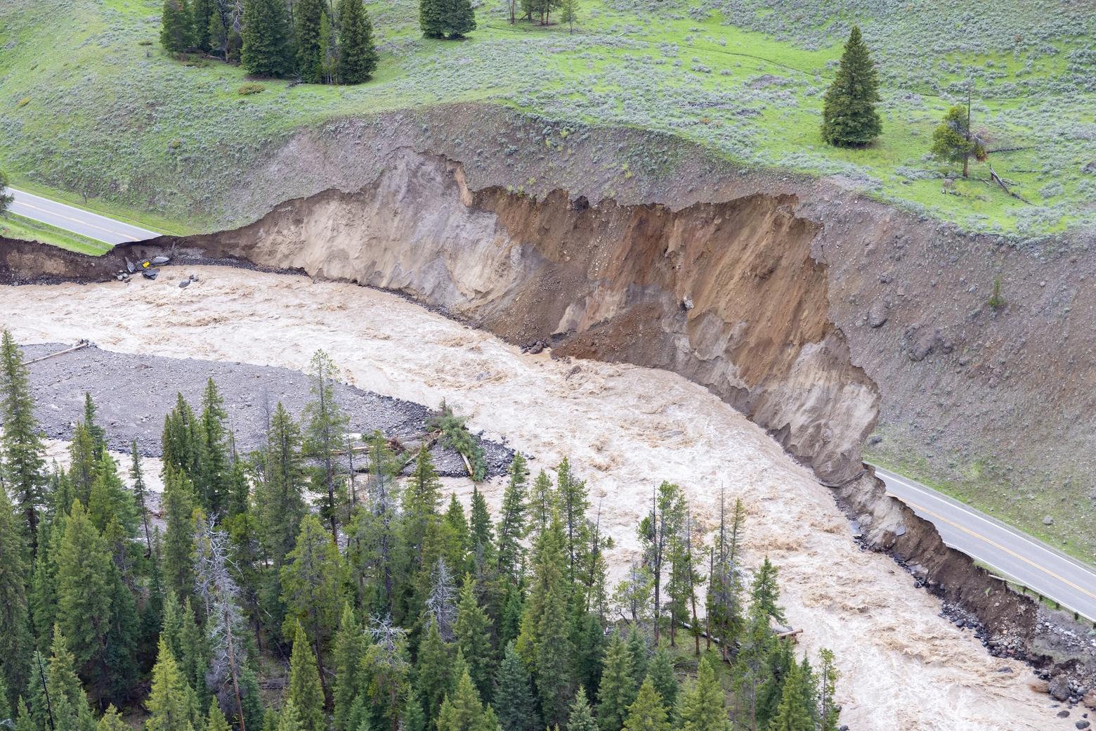 Both photos above: the scenic park road through the Lamar Valley between Mammoth and Cooke City got washed out in several different places and will have to be rebuilt. Photo courtesy Jacob W. Frank