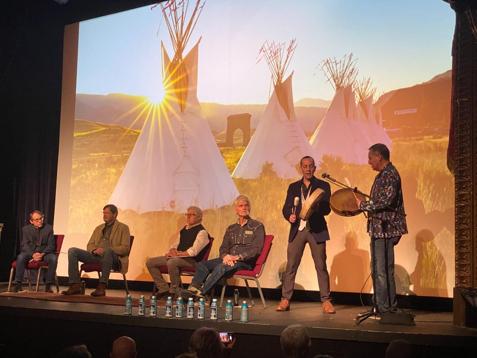 Conrad Fisher of Northern Cheyenne/Tsėhéstáno and his nephew, MoJo board member Shane Doyle, regaled panelists and the crowd at the Jan. 10 event at The Ellen Theatre in Bozeman. Photo by Joseph T. O'Connor
