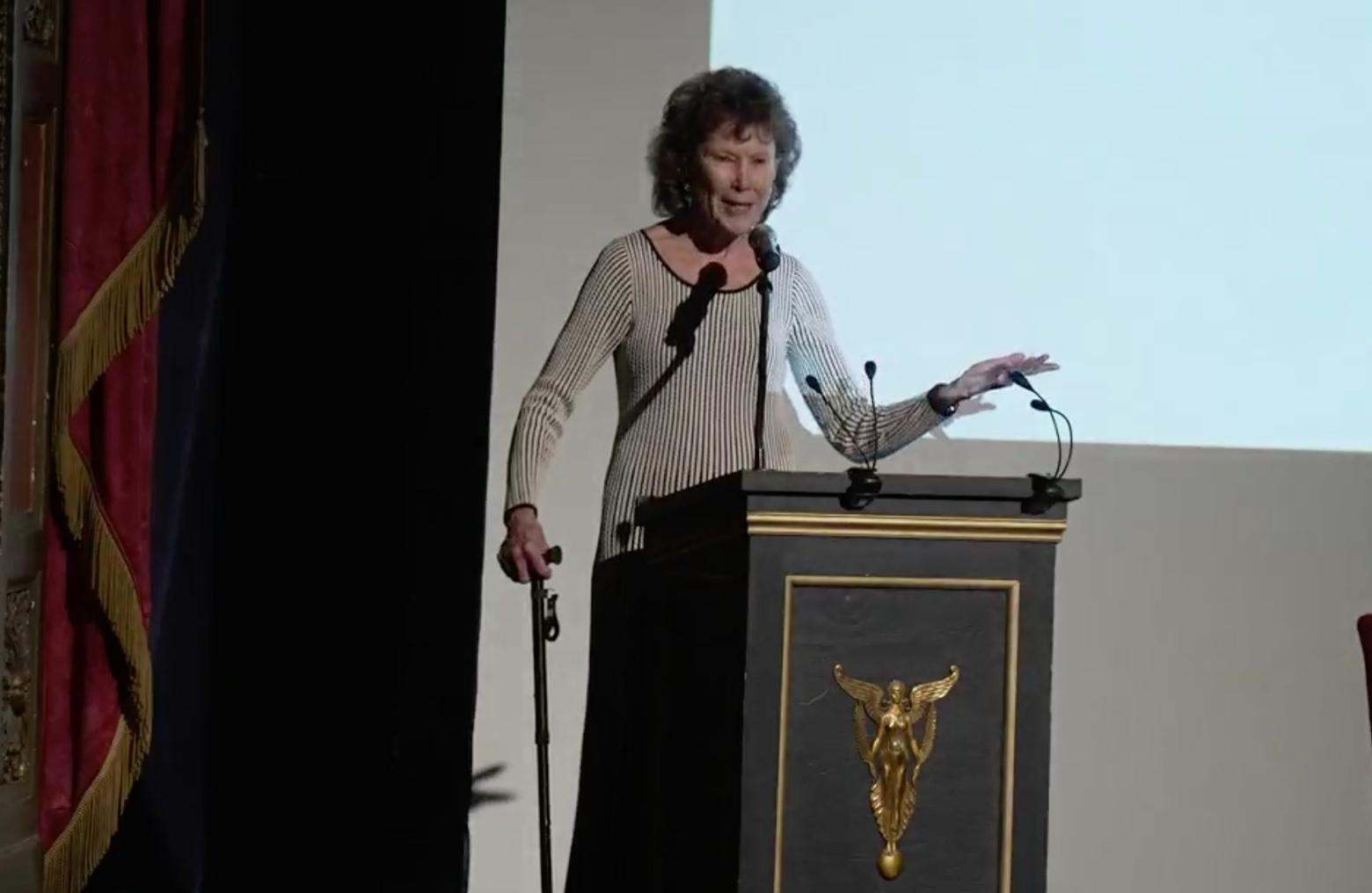 Dorothy Bradley at Mountain Journal's "Night of the Wolves" event on Jan. 10, delivered with grace and vigor a heartfelt call for courage and conservation in Greater Yellowstone and across the globe. Photo courtesy Poindexter's