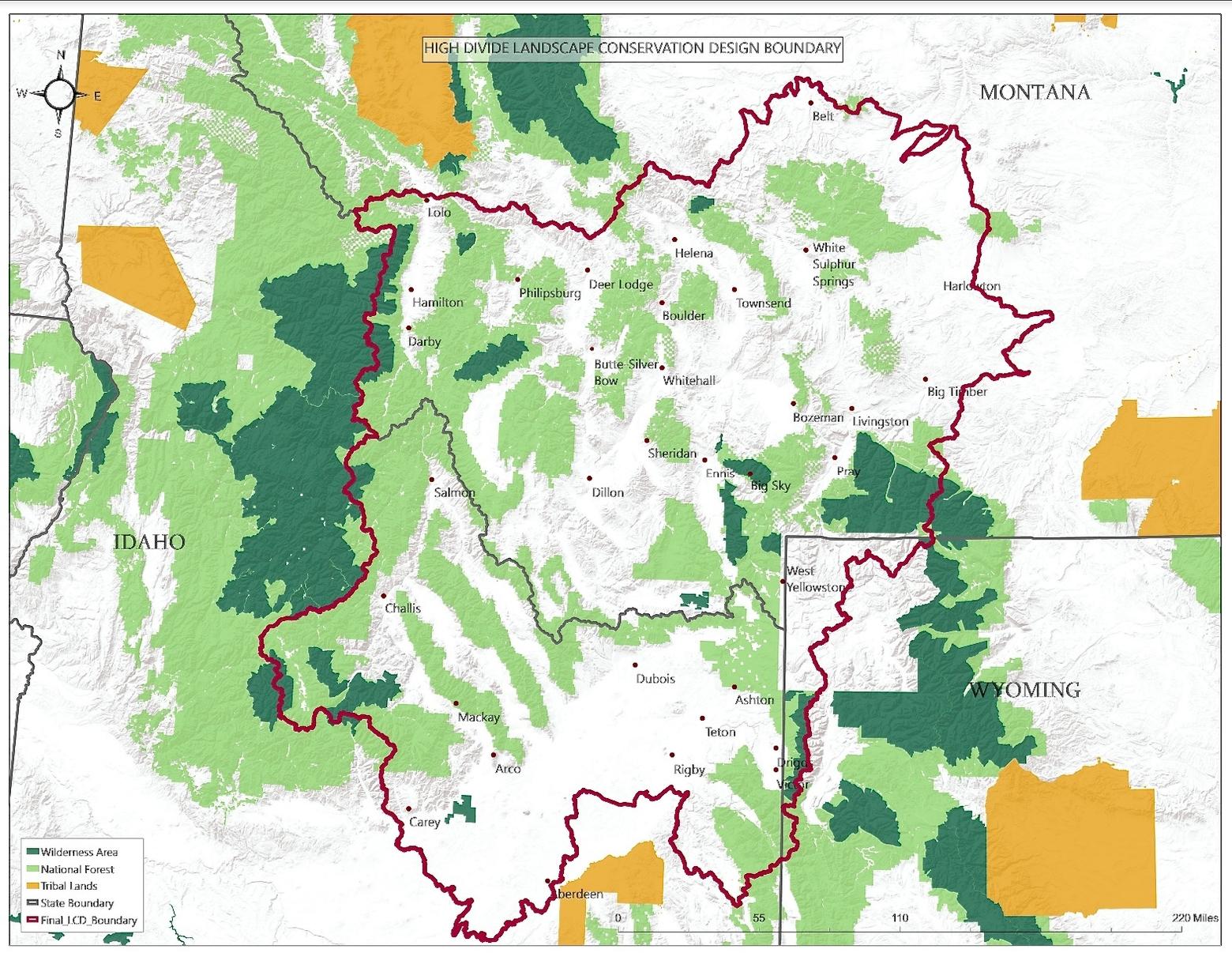 The High Divide is an important ecological link between Greater Yellowstone and wildlands/rural landscapes to the north. Graphic courtesy High Divide Collaborative