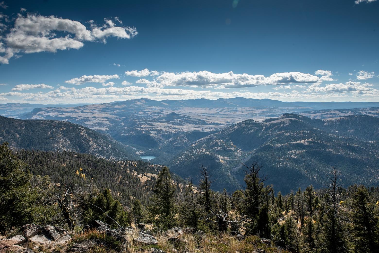 View overlooking the Black Canyon of the Yellowstone River, Blacktail Plateau and Crevice Lake in Yellowstone National Park. This photograph was taken from the edge of the proposed gold mine by the Crevice Mining Group. This is occupied grizzly bear habitat and at the heart of the renown Northern Range elk migration. Photo by William Campbell