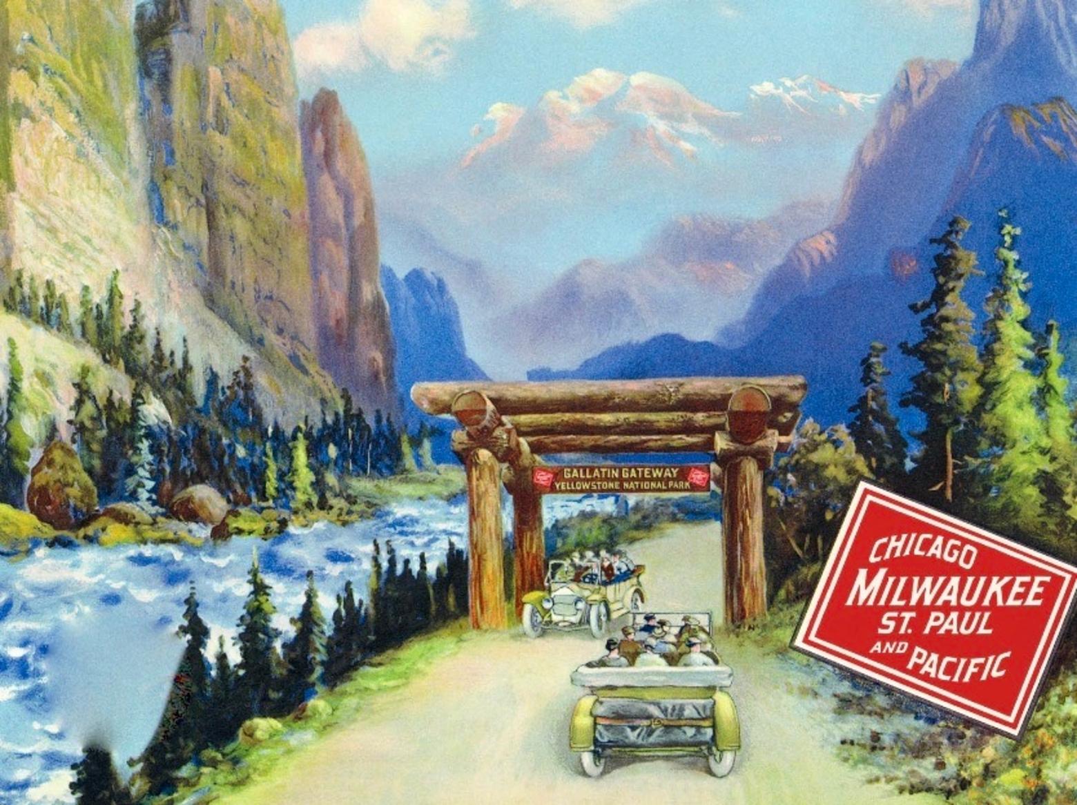 A 1930s-era postcard showing the stretch from Gallatin Gateway into the Gallatin Canyon representing a breathtaking portal to reach the west entrance of Yellowstone National Park. Today, with the presence of Big Sky which wasn't there in the 1930s, the drive represents one of the most dangerous stretches of highway in Montana and traffic is getting worse as Big Sky developers locate affordable housing in the Gallatin Valley, requiring them to make a 30-mile commute.
