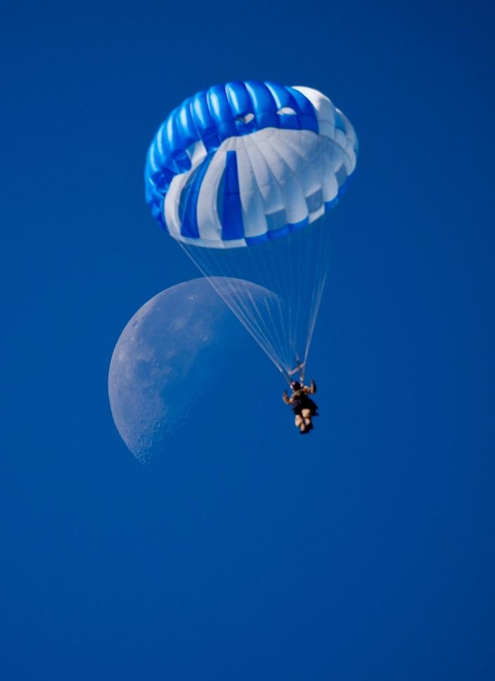 Smokejumper and the moon. Photo courtesy Bob Beckley