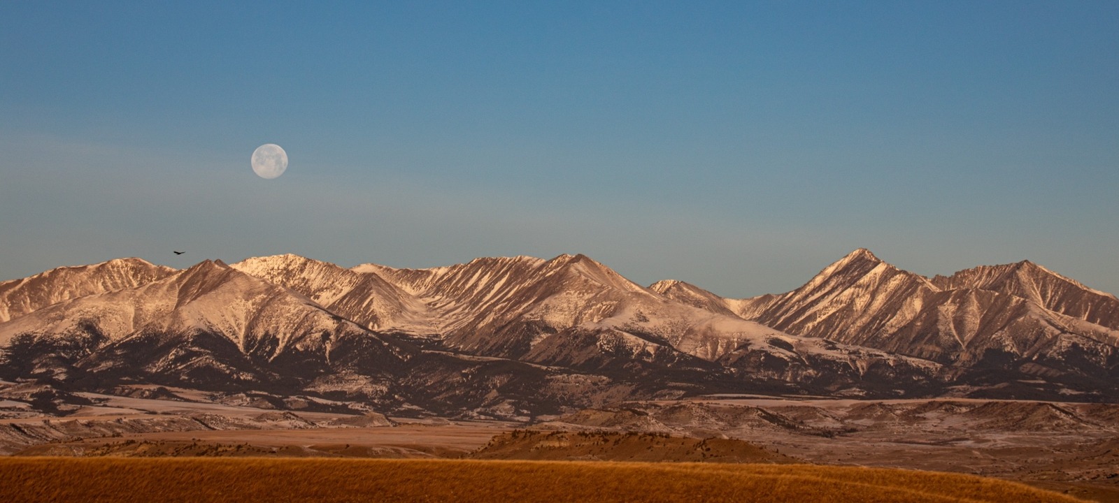 That calming feeling: Moonset over the Crazy Mountains