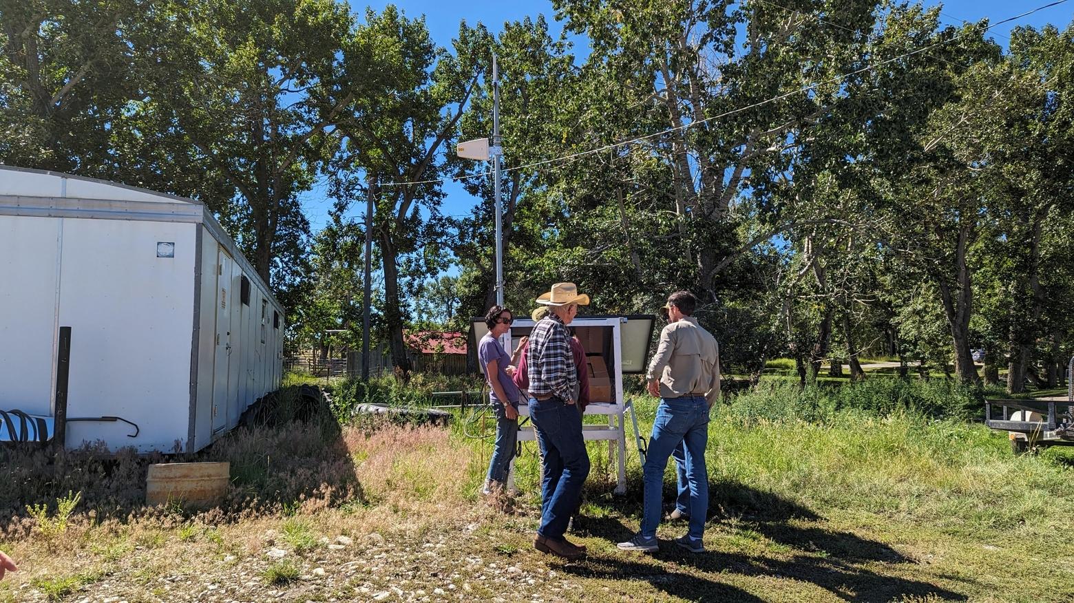 GPS collars on cattle and solar-powered signal towers, like the one pictured here on the McFarland White Ranch in the Crazy Mountains, can replace barbed-wire fencing using virtual fencing technology. Photo courtesy PERC