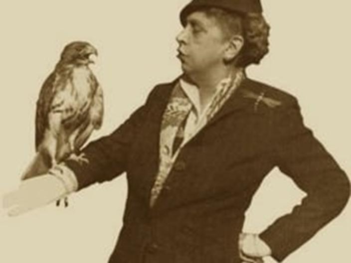 Edge poses with a hawk, 1947. Photo courtesy Hawk Mountain Sanctuary