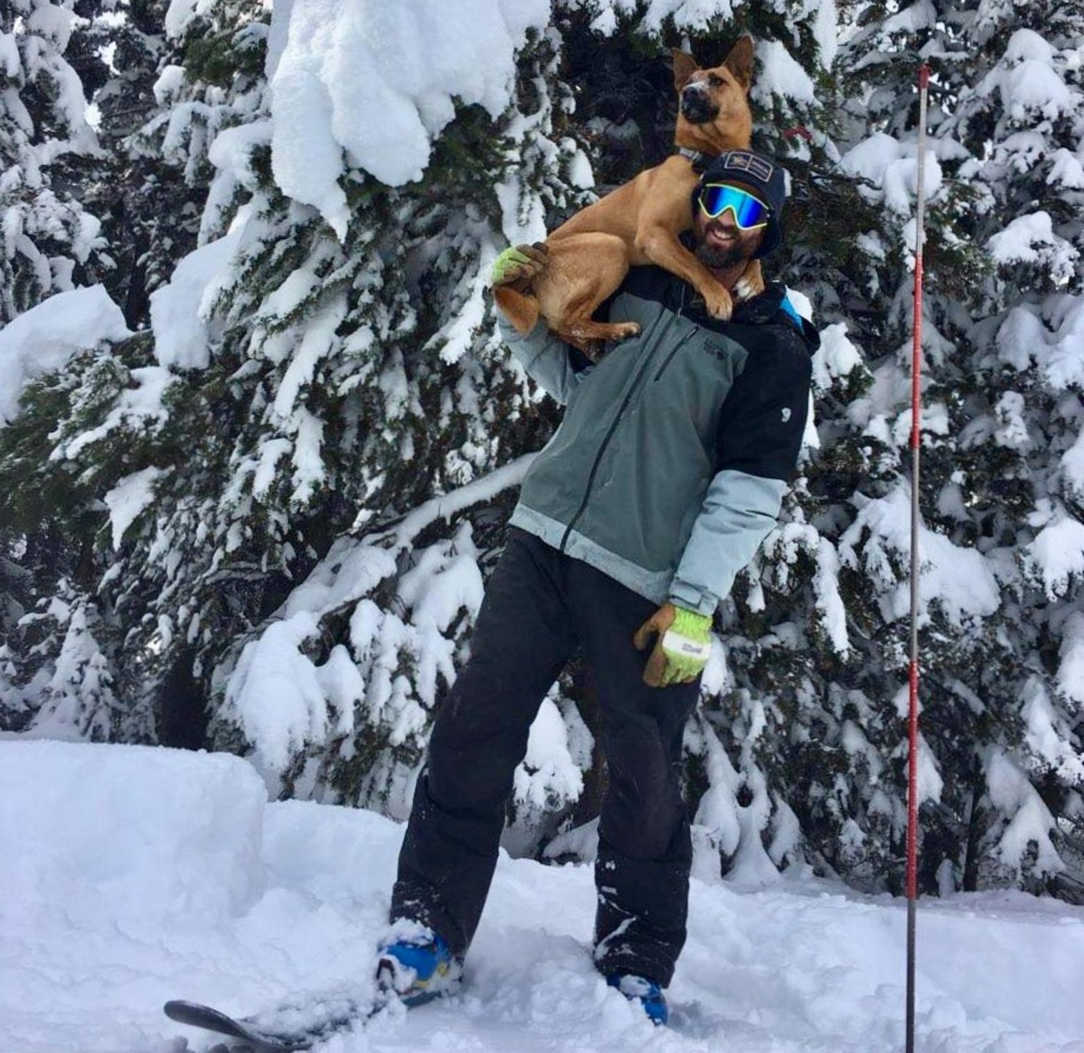 NRCS Water Supply Specialist and Outreach Liaison Eric Larson poses with his pooch in the field. Larson has been with NRCS since 2010, first as an engineer and moved over to the snow survey program in 2013. Here, he poses with his dog Indy, aka Indy Anna Bones. Photo courtesy Eric Larson