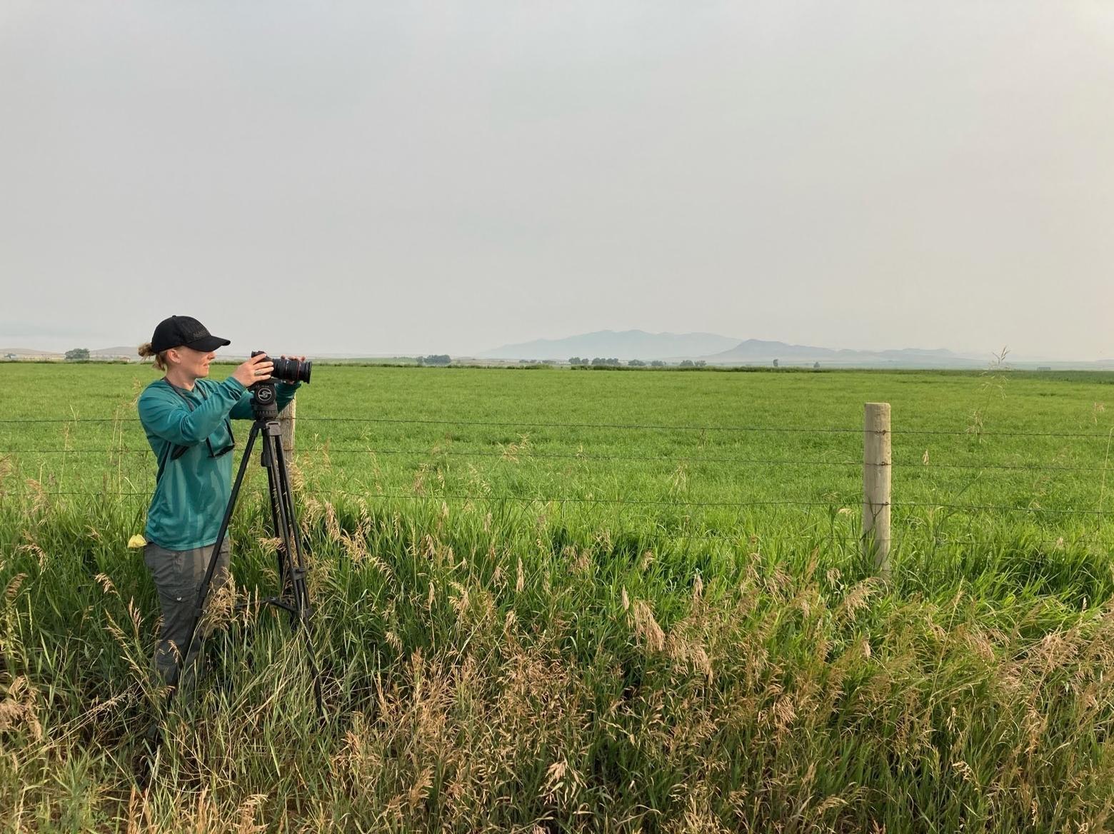 Filmmaker and founder of Stories for Action, Lara Tomov, behind the scenes filming in the Big Hole Valley for the Life in the Land project. Photo courtesy Lara Tomov