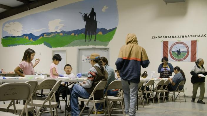 A scene from "The Mighty Few," the most recent film produced for the Life in the Land project, which focuses on grassroots efforts by the Mighty Few District of the Crow Nation to strengthen community bonds, build economic opportunities, and deepen cultural identity. Photo courtesy Lara Tomov