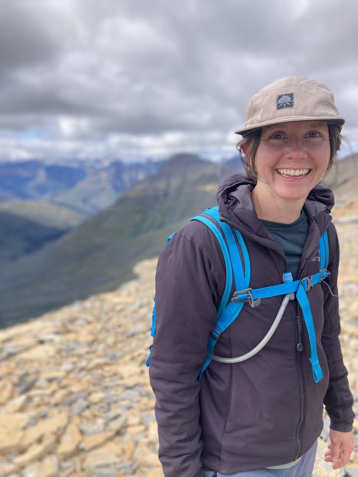 Katy Kelly, now a resident of Helena, smiles for a photo in Glacier National Park. Kelly’s generational family property, including two cabins, burned in the 2020 Bridger Foothills Fire. Photo courtesy Katy Kelly