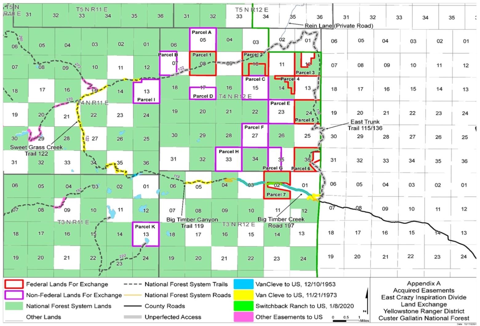 The land swap includes parts of the Crazy Mountains in Park and Sweetgrass counties as well as six parcels located in Madison County. Images courtesy USFS