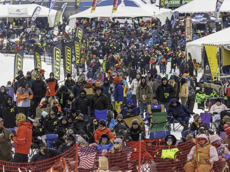 Crowds at Jackson's Wold Championship Snowmobile Hillclimb