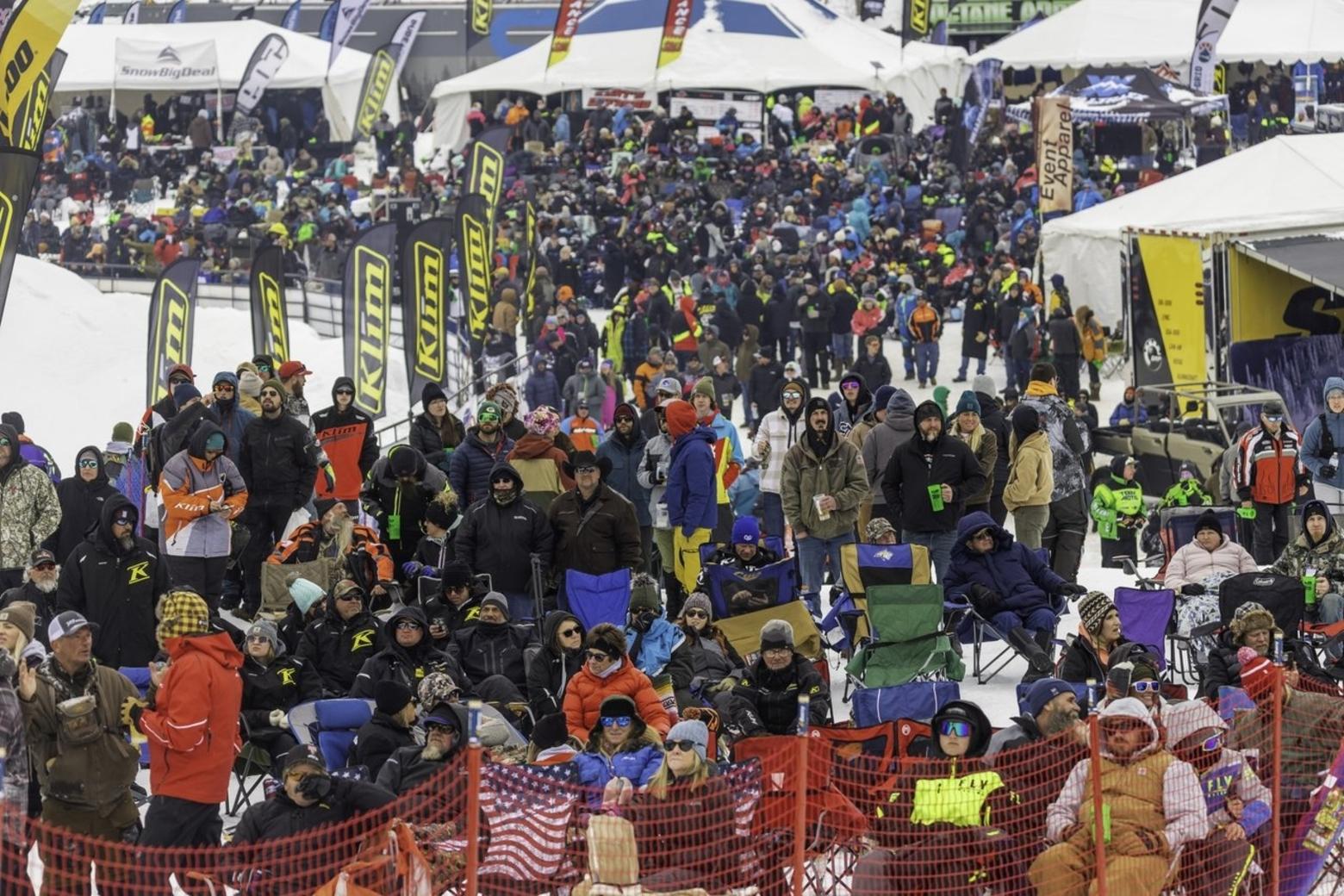 Crowds at Jackson's Wold Championship Snowmobile Hillclimb in March 2023. Photo courtesy Visit Jackson Hole