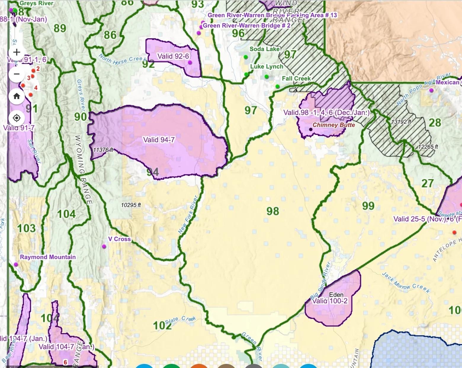 Wyoming Game and Fish discovered the first case of CWD ever at a feedground in December. The elk was discovered in hunt area 98, where two other elk had tested positive for CWD in the last four years. Map courtesy Wyoming Game and Fish