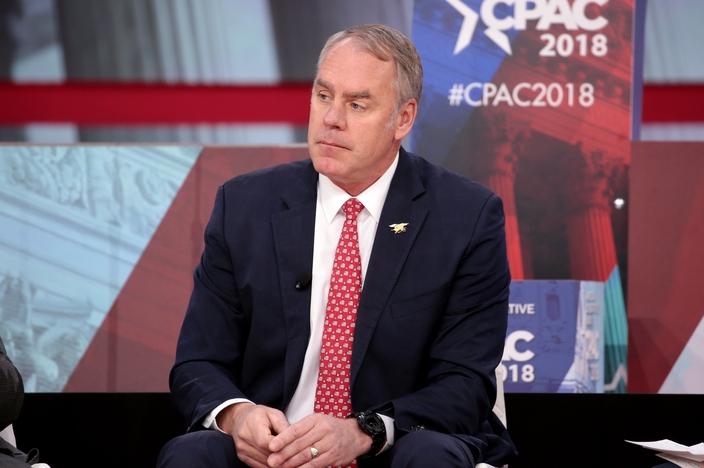 Montana Rep. Ryan Zinke speaks at the 2018 Conservative Political Action Conference as then-Interior Secretary in National Harbor, Maryland.. Photo by Gage Skidmore