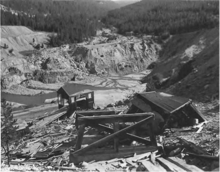 The Stibnite Historic District (Yellow Pine Mine Pit-Monday Camp in background) Valley County, Idaho. Photo by John Bertram/NPS